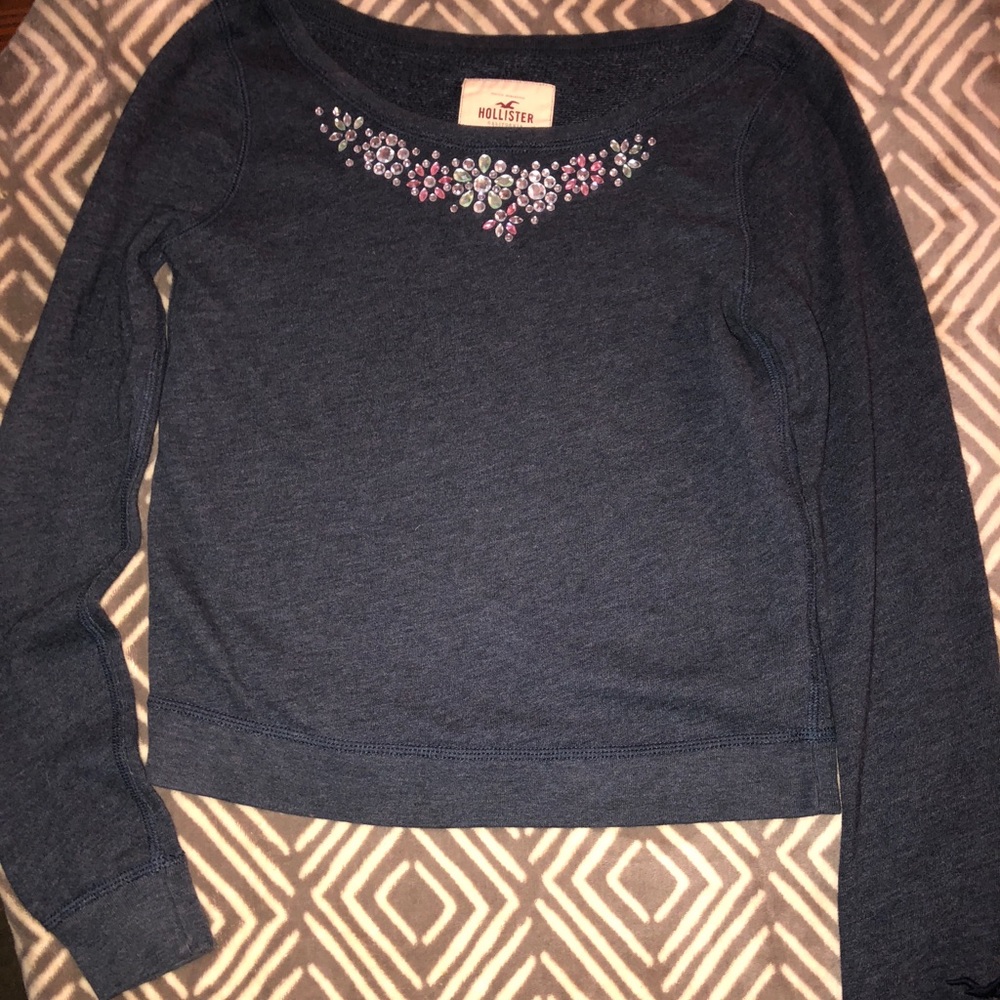 Hollister dark blue sweater with jewels